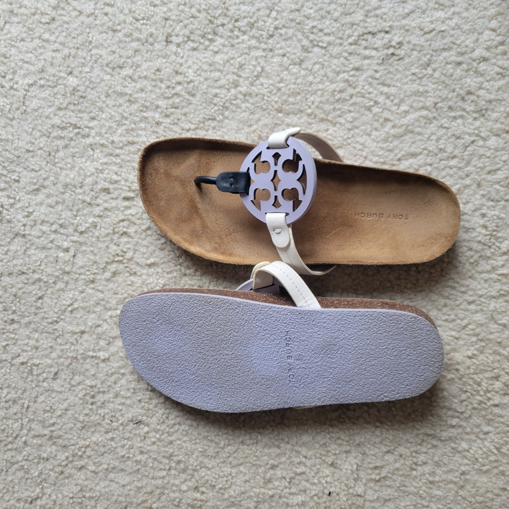 Tory Burch White and Purple Sandals with Minimalist Design - Picture 2 of 4